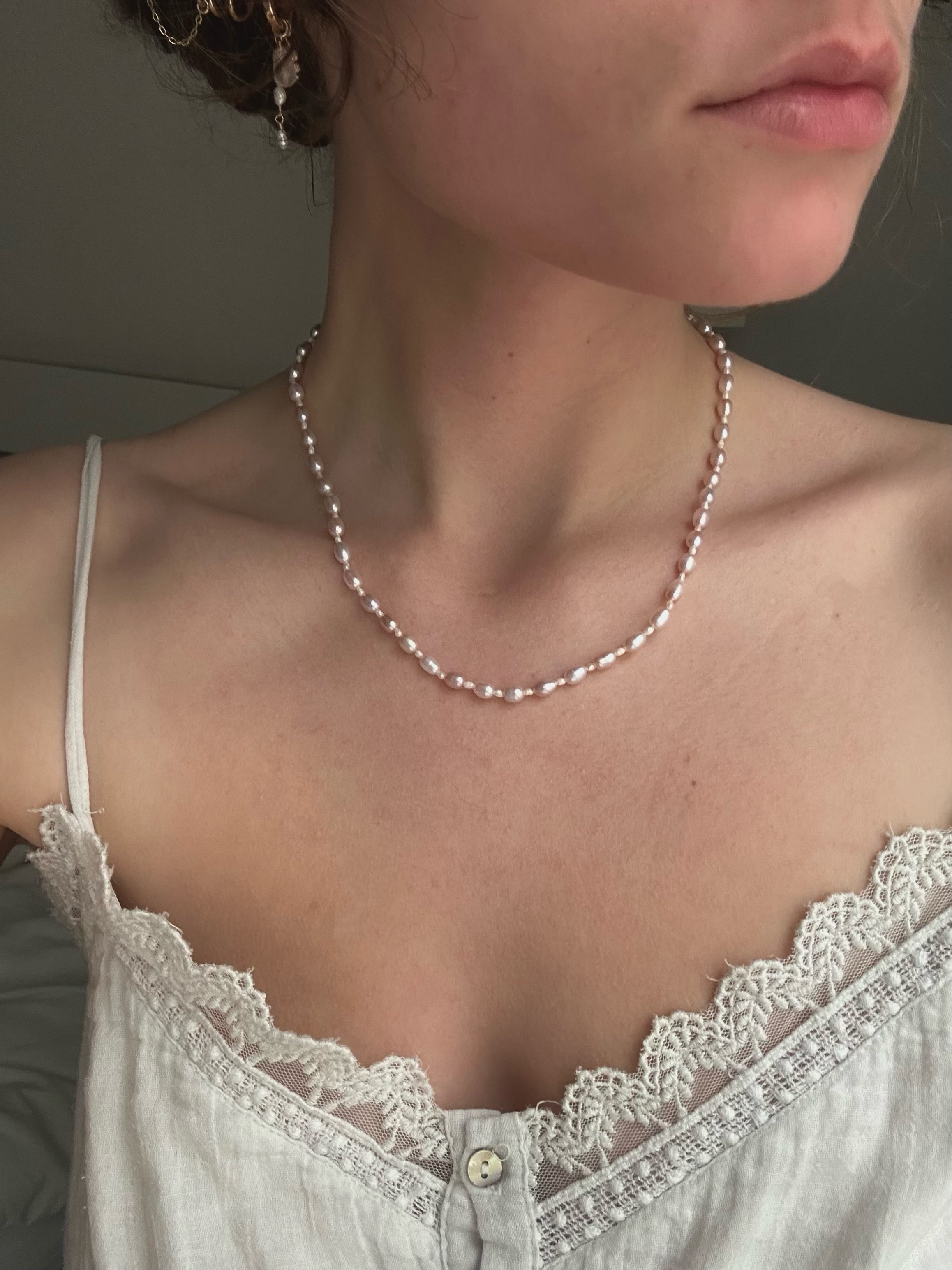 Collier Rose Nacrée