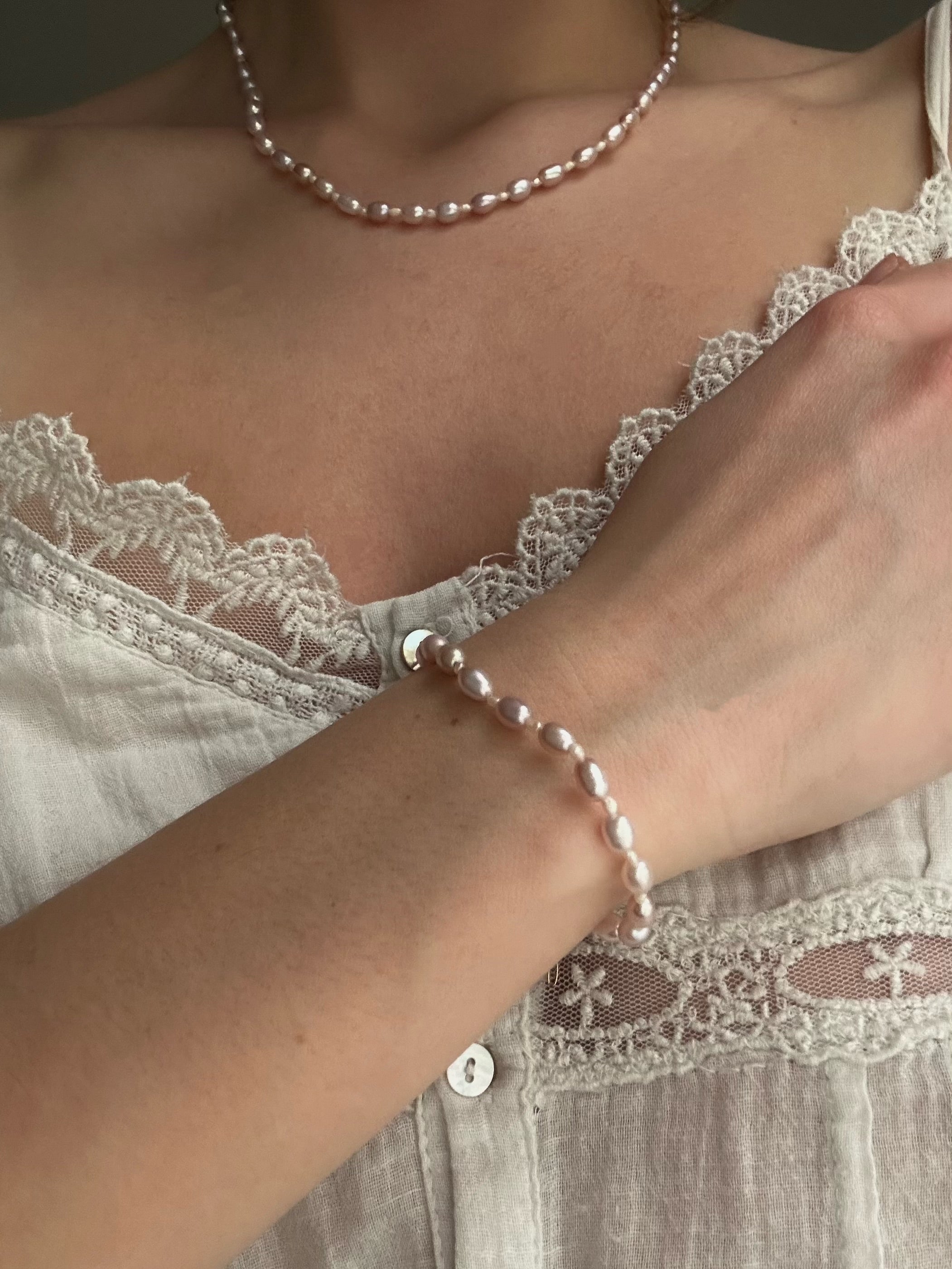 Collier Rose Nacrée